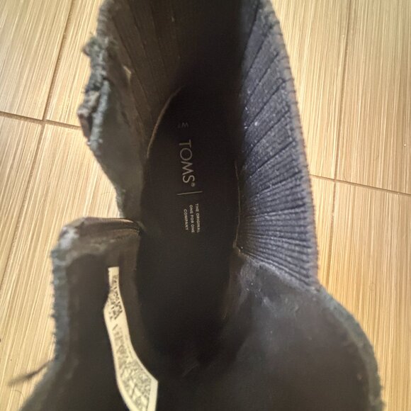 Toms Sadie Wedge Boots sz 7 Women Black Ankle Bootie heel Zipper - Picture 7 of 7